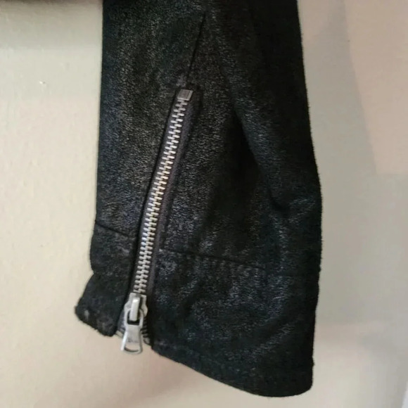 LEVI'S VINTAGE Womens SUEDE Leather Zip Front penny lane Black med Dark Academia - Picture 10 of 16